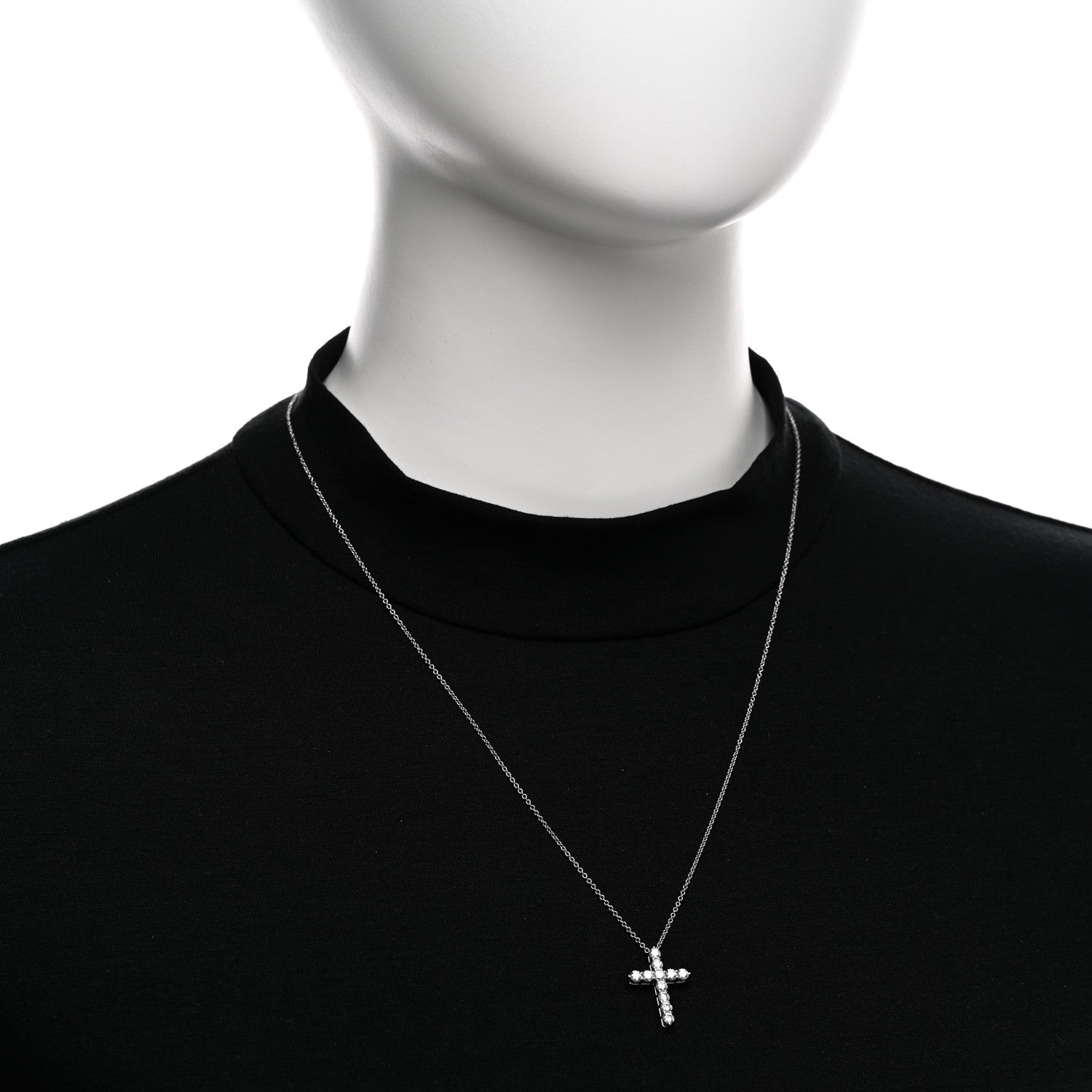 Tiffany Platinum Diamond Medium Cross Pendant Necklace 2 of 5