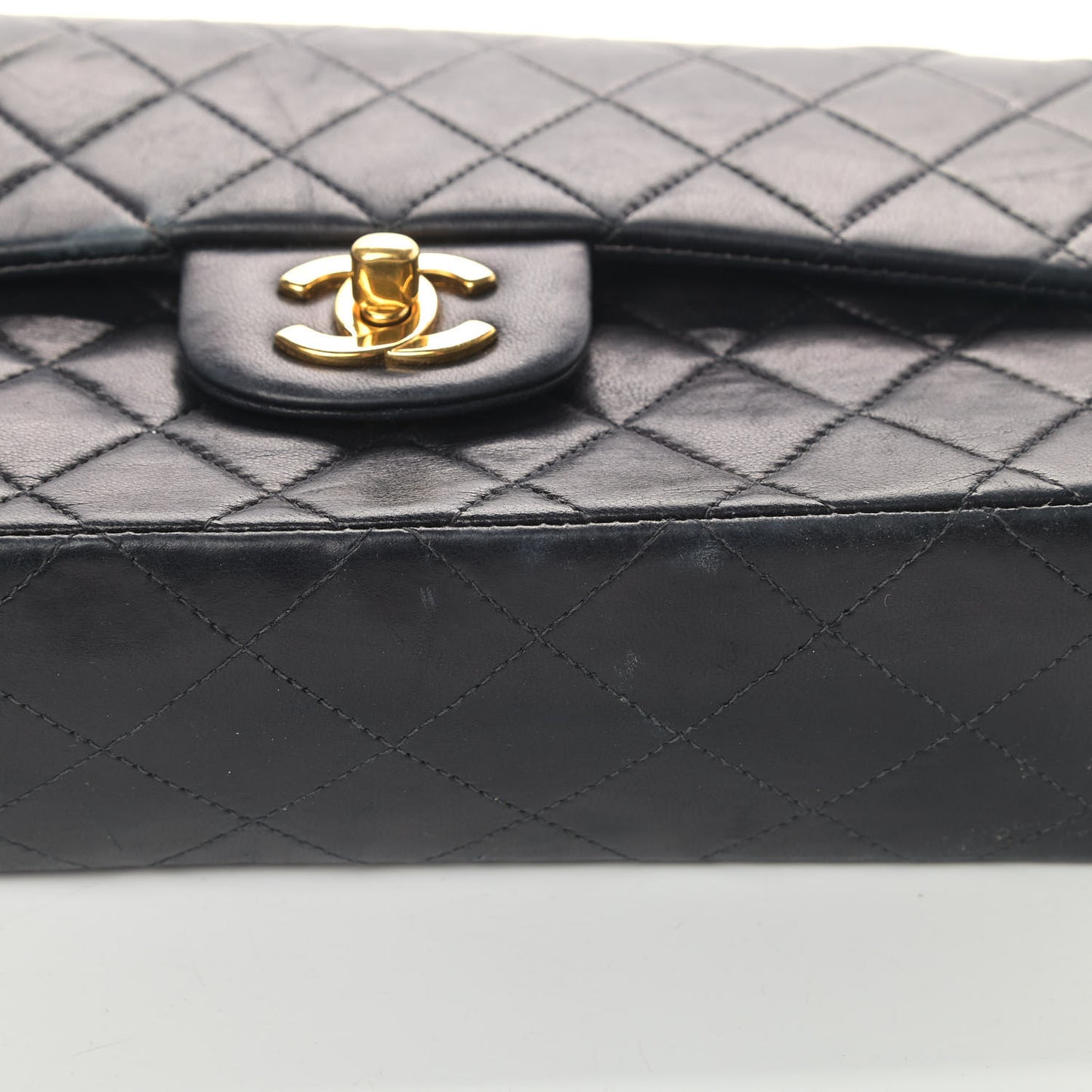 Lambskin Quilted Small Double Flap Black