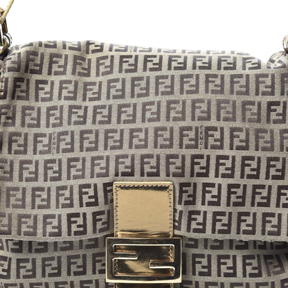 Fendi Metallic Canvas Patent Zucchino Mama Baguette Dark Brown Gold 9 of 9