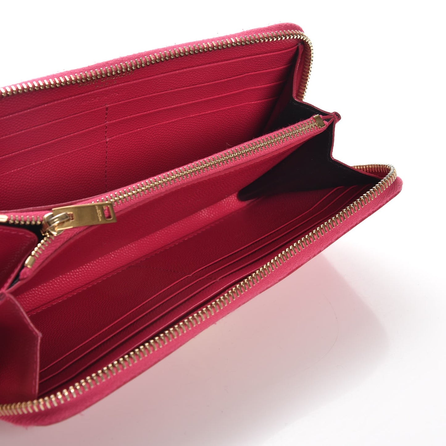 Grain De Poudre Monogram Zip Around Wallet Lipstick Fuchsia