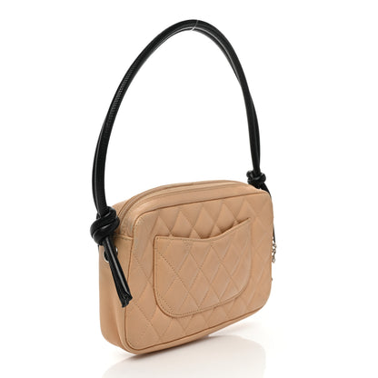 Chanel Calfskin Quilted Cambon Pochette Beige Black 2 of 8