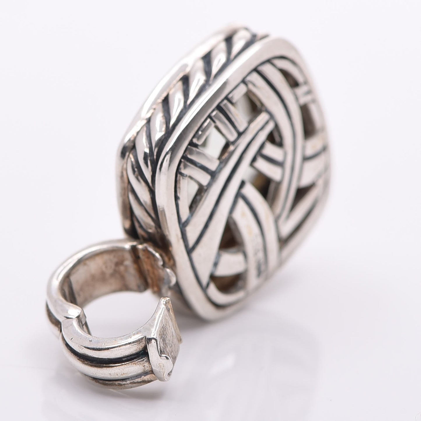 Sterling Silver Diamond Prasiolite 14mm Albion Enhancer Pendant