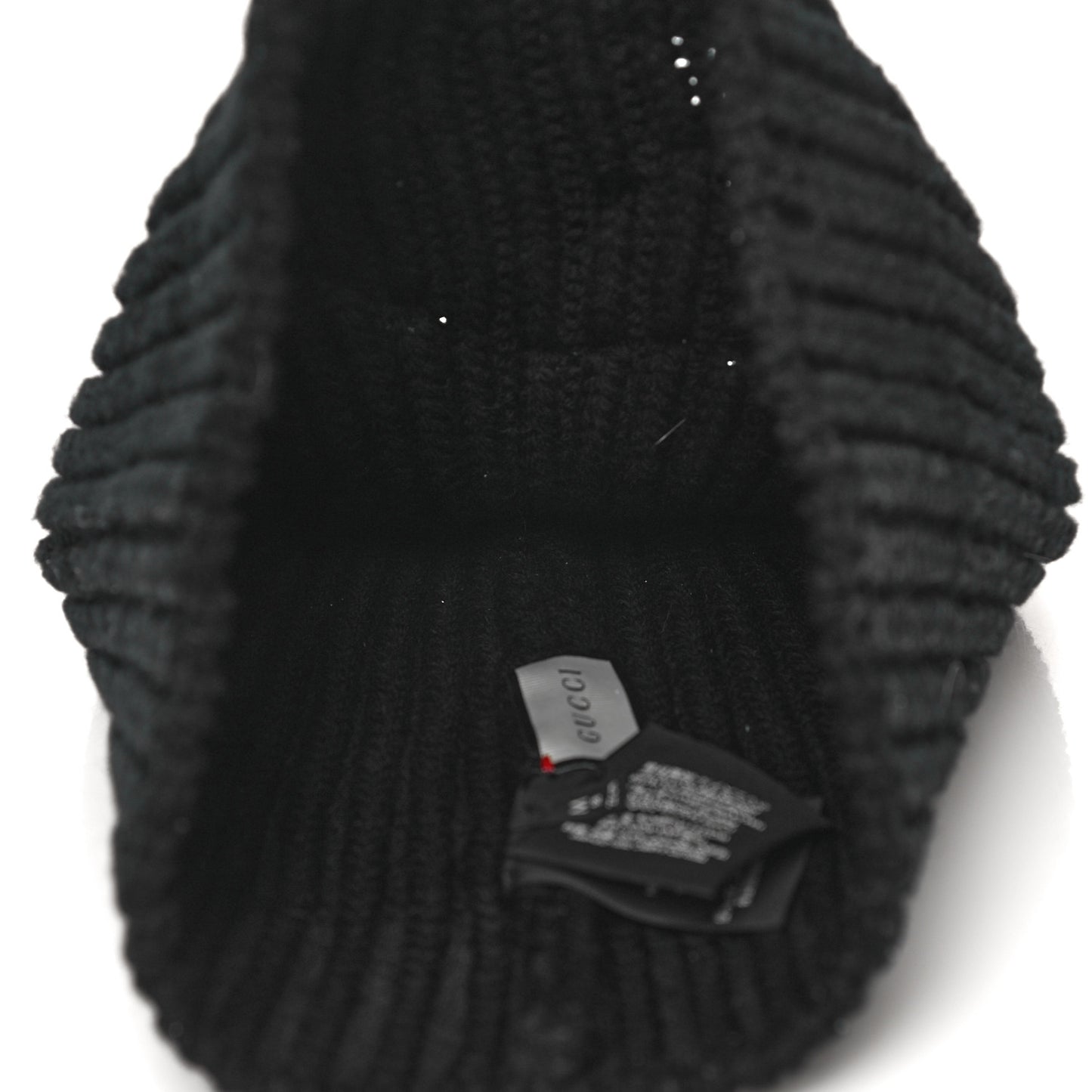 Wool Wolf Embroidered Knit Beanie Hat M Black