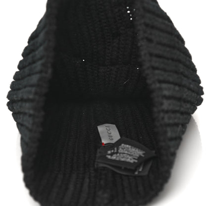 Gucci Wool Wolf Embroidered Knit Beanie Hat M Black 4 of 6