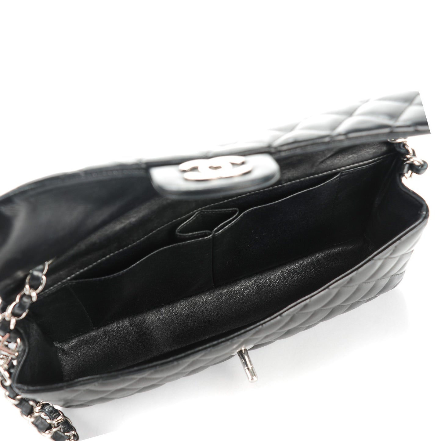 Lambskin Quilted East West Flap Black