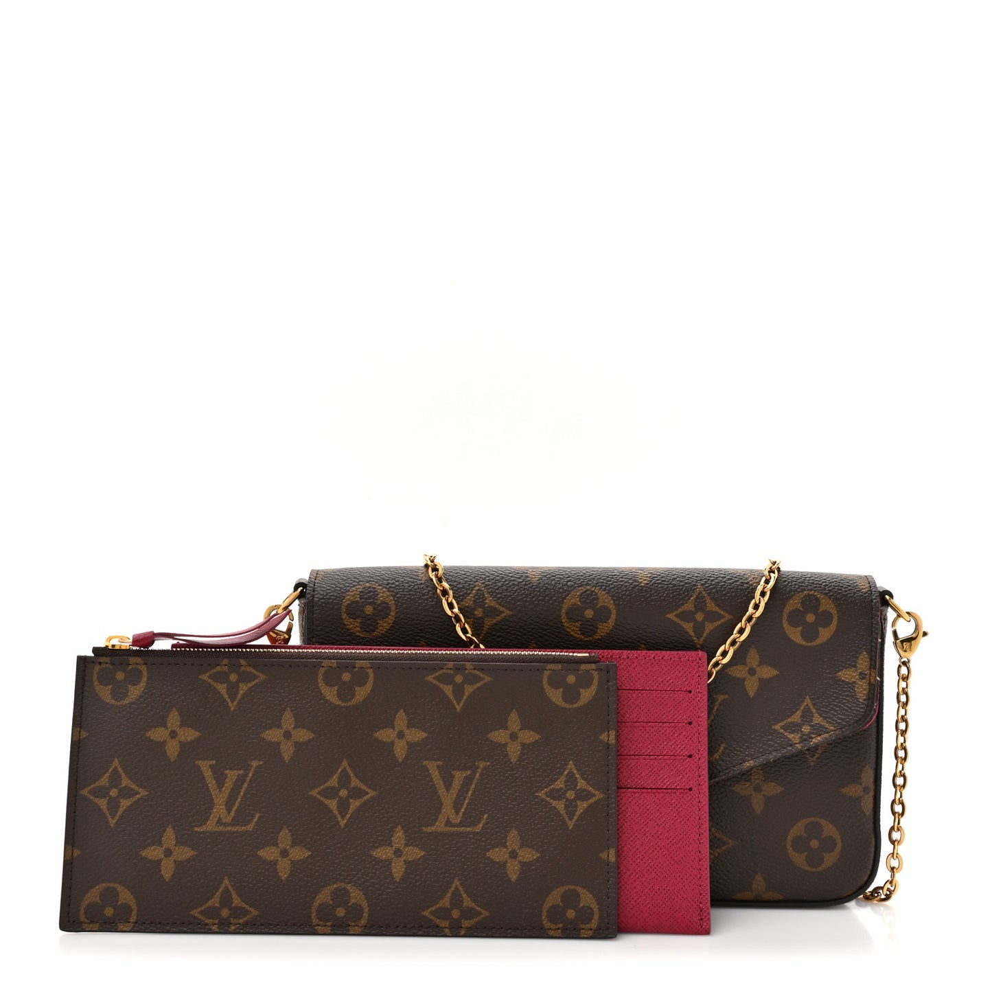 Monogram Pochette Felicie Chain Wallet Fuchsia