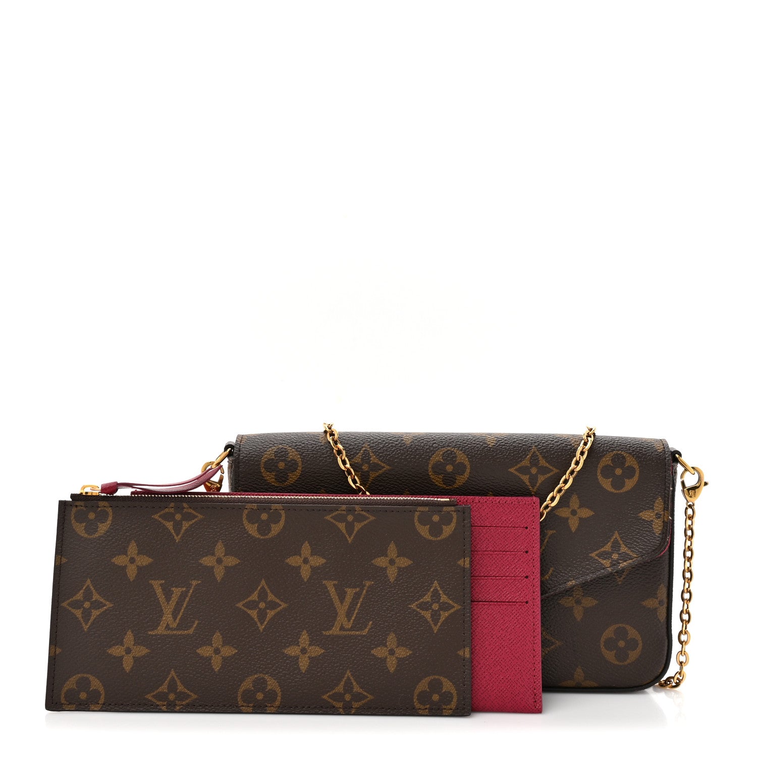 Louis Vuitton Monogram Pochette Felicie Chain Wallet Fuchsia 3 of 13