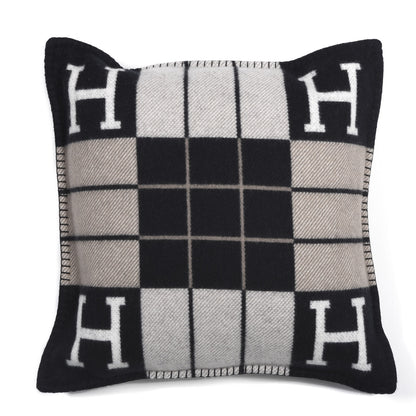 Hermes Wool Cashmere Avalon III Pillow PM Ecru Black 1 of 3