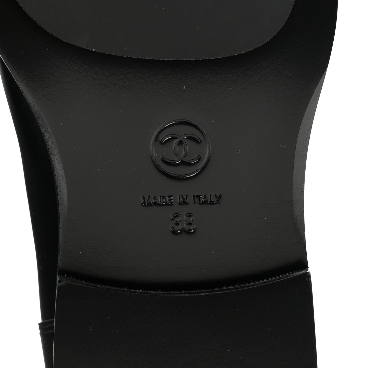 Calfskin CC Buckle High Boots 38 Black