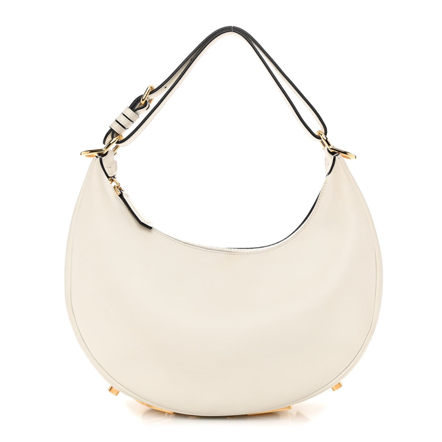 Vitello Grace Matte Small Fendigraphy Hobo Bag White Ice
