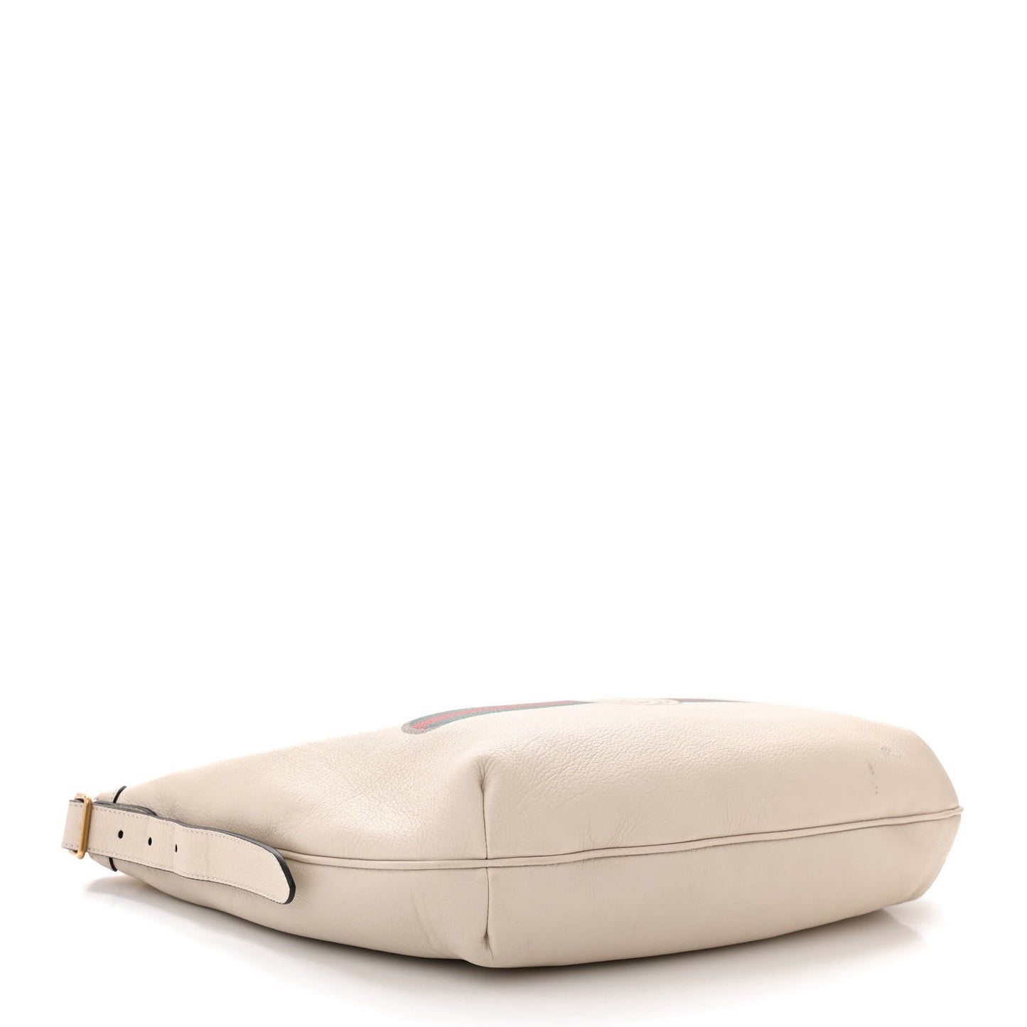 Grained Calfskin Logo Half Moon Hobo White
