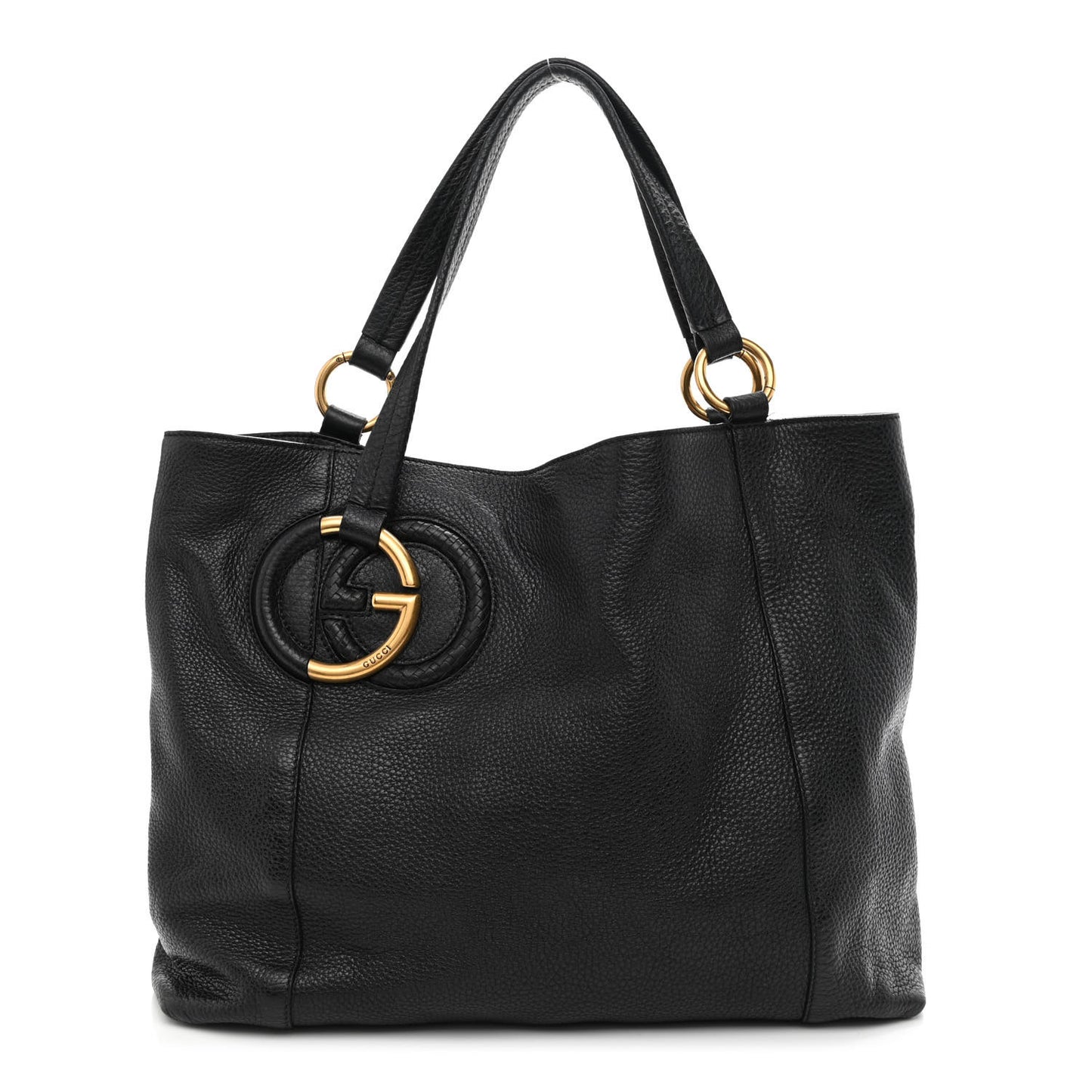 Pebbled Calfskin Twill Medium Tote Black
