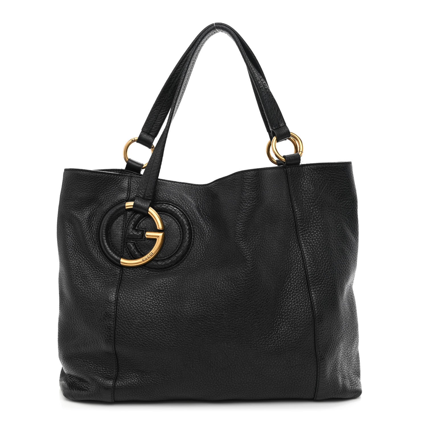 Gucci Pebbled Calfskin Twill Medium Tote Black 1 of 13
