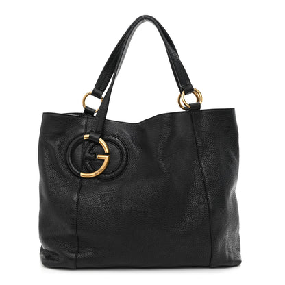 Gucci Pebbled Calfskin Twill Medium Tote Black 1 of 13