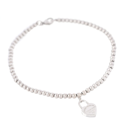 Tiffany Sterling Silver 3mm Return to Tiffany Heart Lock Bead Bracelet 1 of 5
