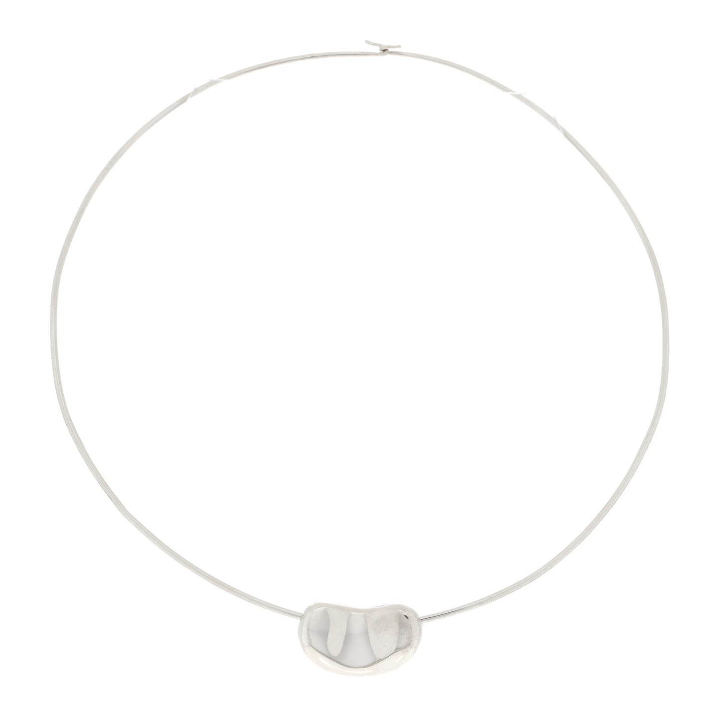 Sterling Silver 25mm Elsa Peretti Bean Pendant Wire Necklace
