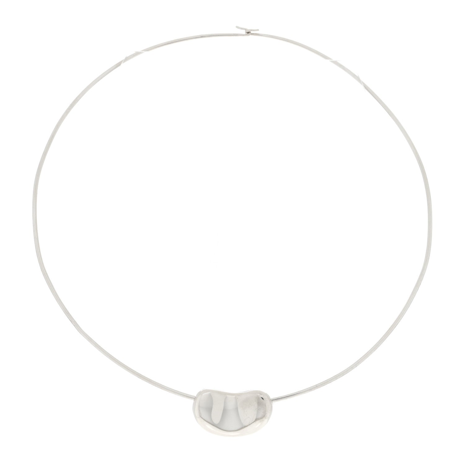 Tiffany Sterling Silver 25mm Elsa Peretti Bean Pendant Wire Necklace 2 of 5