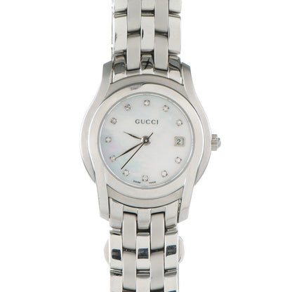 Gucci Stainless Steel Diamond Mother of Pearl 27mm 5500L Quartz Watch 1 of 6