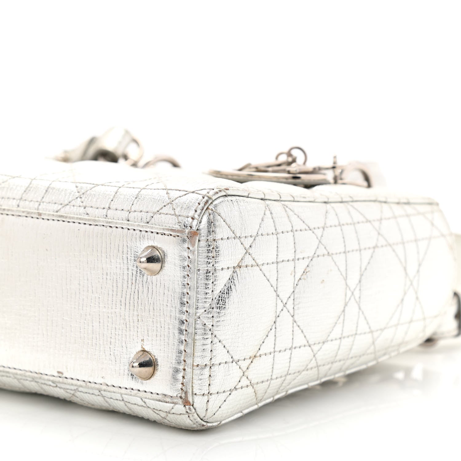 Christian Dior Metallic Grained Calfskin Cannage Small Lucky Badges My Lady Dior Silver 10 of 17