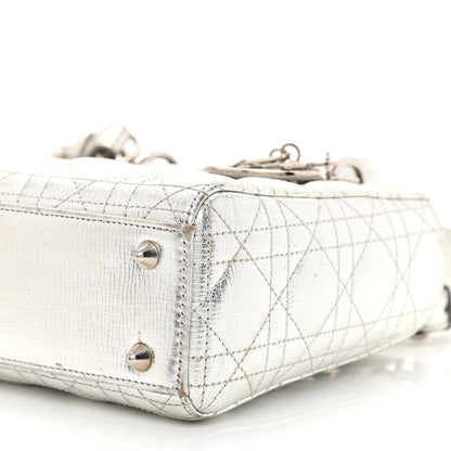 Christian Dior Metallic Grained Calfskin Cannage Small Lucky Badges My Lady Dior Silver 10 of 17