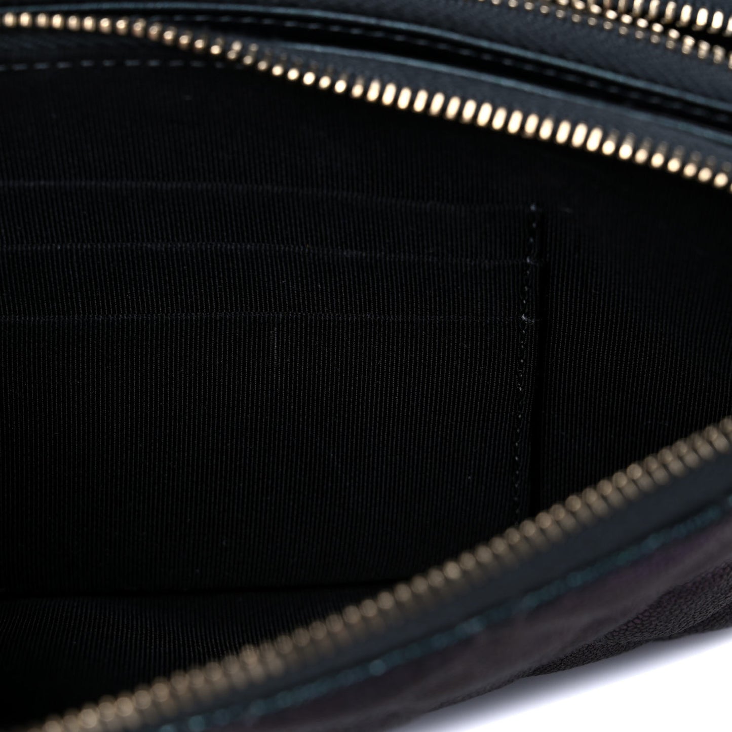 Iridescent Caviar Quilted Small Clutch With Chain Black