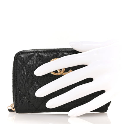 Chanel Caviar Quilted Zip Coin Purse Black 2 of 9