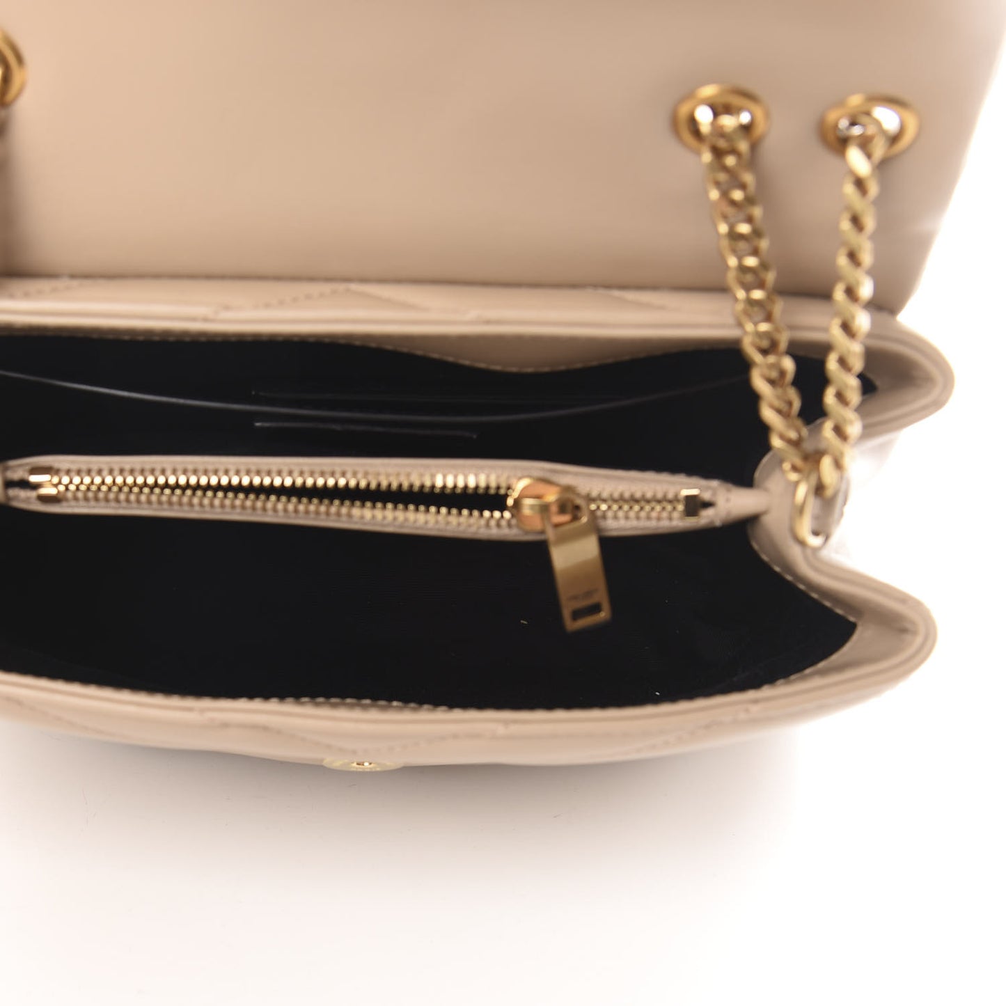 Calfskin Y Quilted Monogram Small Loulou Chain Satchel Dark Beige