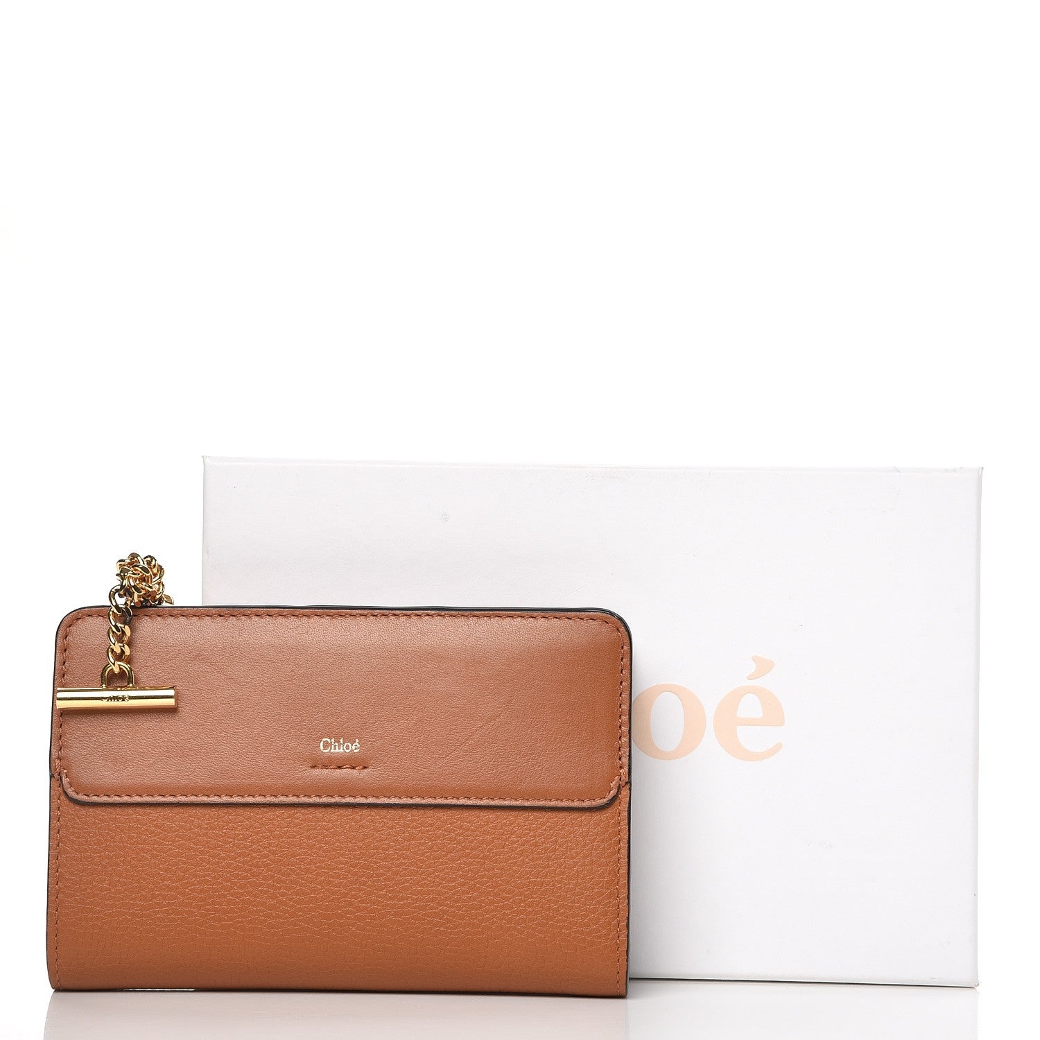 Chloe Grained Calfskin Joe Compact Wallet Caramel 8 of 8