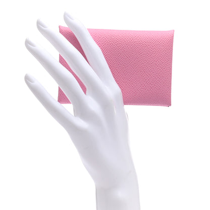 Hermes Epsom Calvi Card Case 5P Pink 2 of 7