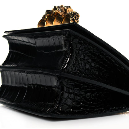 Alexander McQueen Crocodile Embossed Calfskin Knuckle Crossbody Black 8 of 8