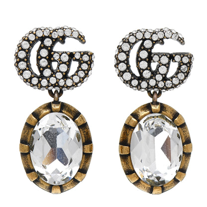 Gucci Crystal Double G Earrings Aged Gold 1 of 4