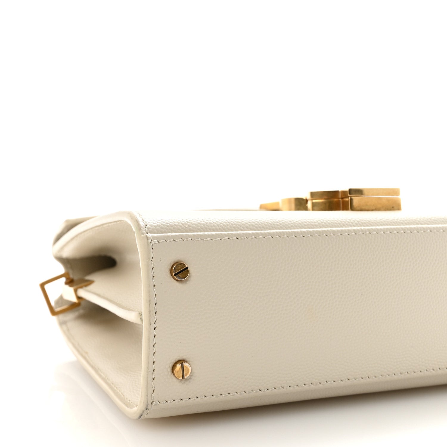 Saint Laurent Grain de Poudre Mini Classic Monogram Cassandra Top Handle Vintage White 8 of 9
