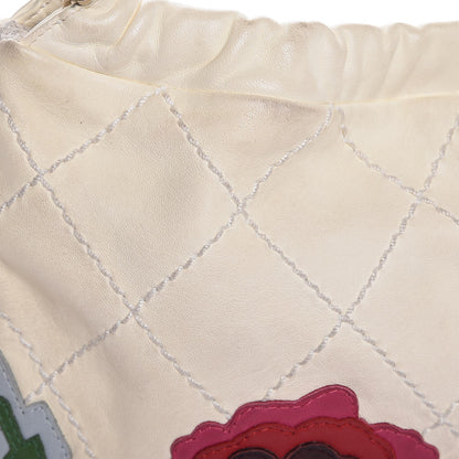 Chanel Lambskin Stitched Camellia Shoulder Bag White 10 of 14