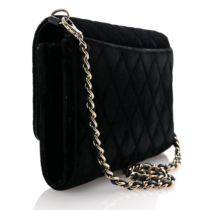 Chanel Velvet Quilted Wallet On Removable Chain Black 3 of 11