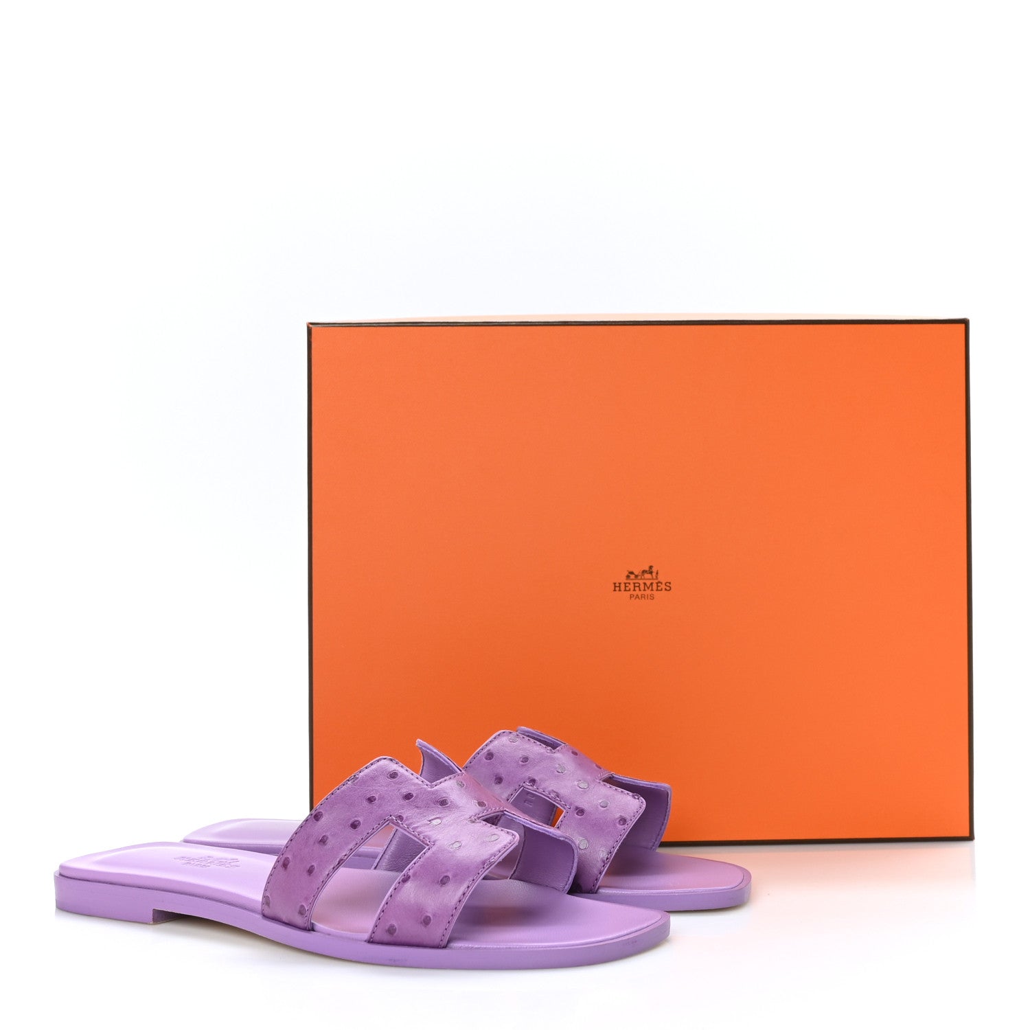 Hermes Ostrich Oran Sandals 36.5 Violet 9 of 9
