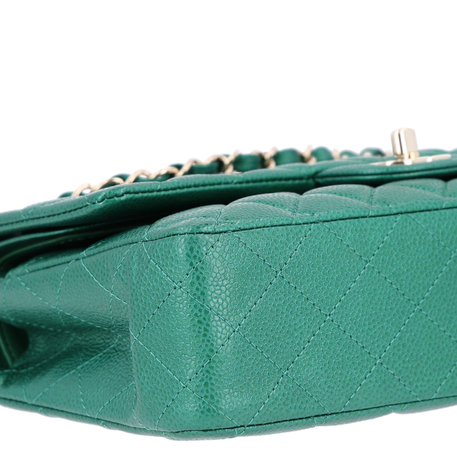 Chanel Metallic Caviar Quilted Medium Double Flap Green 11 of 11