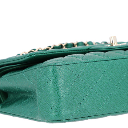 Chanel Metallic Caviar Quilted Medium Double Flap Green 11 of 11