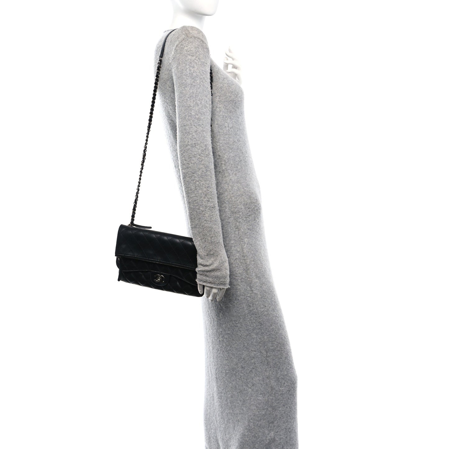 Lambskin Quilted Mini Multi Flap Bag Black