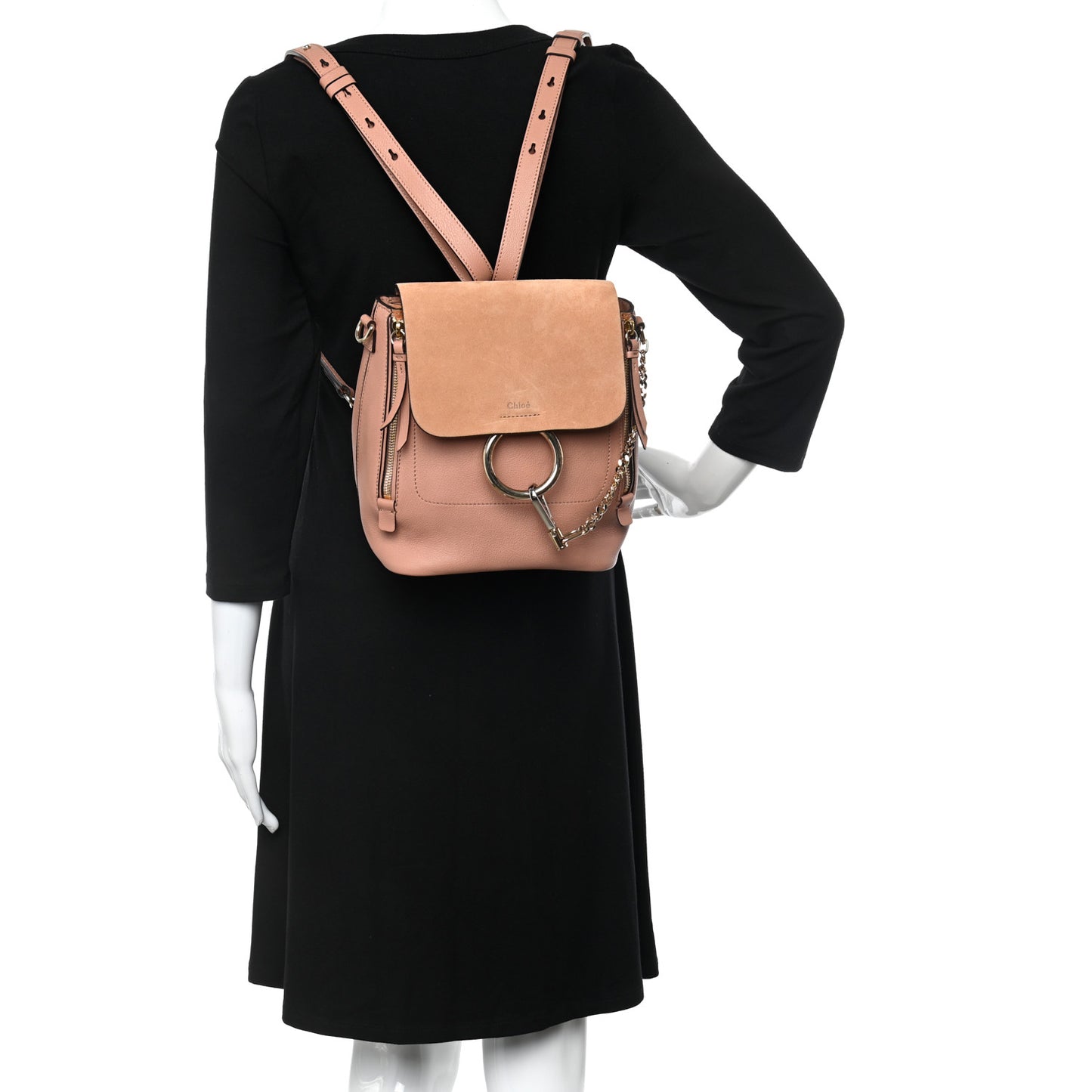 Suede Calfskin Small Faye Backpack Nougat