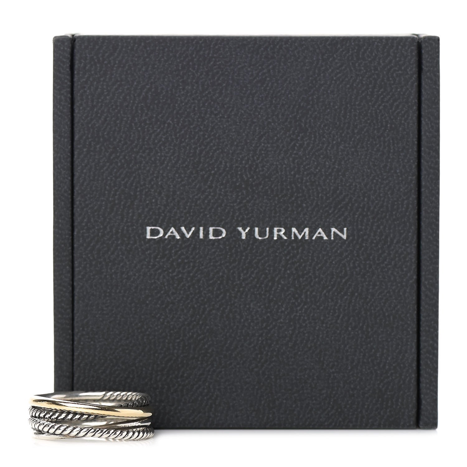 David Yurman Sterling Silver 18K Yellow Gold 7mm Narrow Crossover Ring 56 7.75 6 of 6