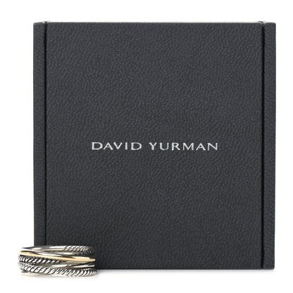 David Yurman Sterling Silver 18K Yellow Gold 7mm Narrow Crossover Ring 56 7.75 6 of 6