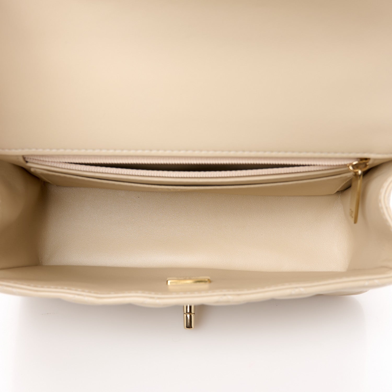 Chanel Lambskin Quilted Mini Top Handle Rectangular Flap Beige 5 of 11
