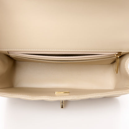 Chanel Lambskin Quilted Mini Top Handle Rectangular Flap Beige 5 of 11