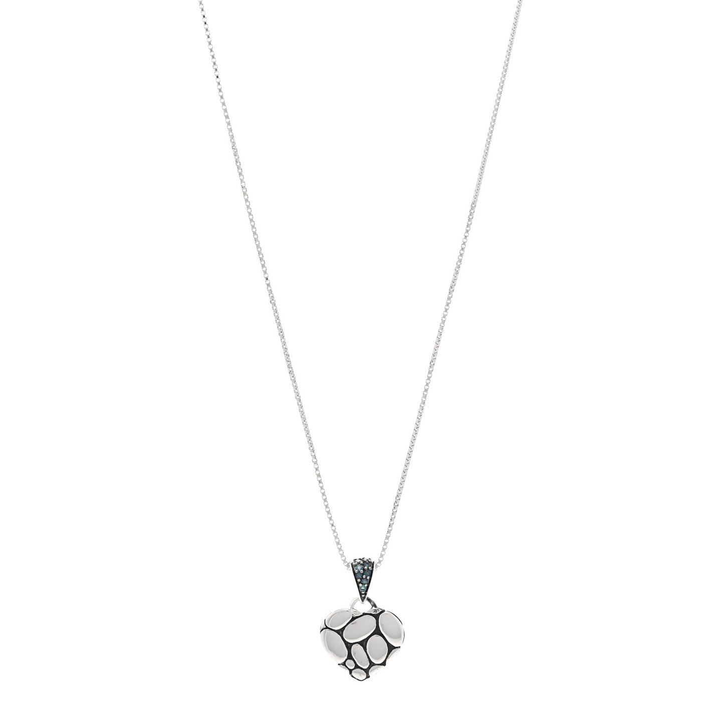 Sterling Silver Blue Topaz Kali Lava Heart Pendant Necklace