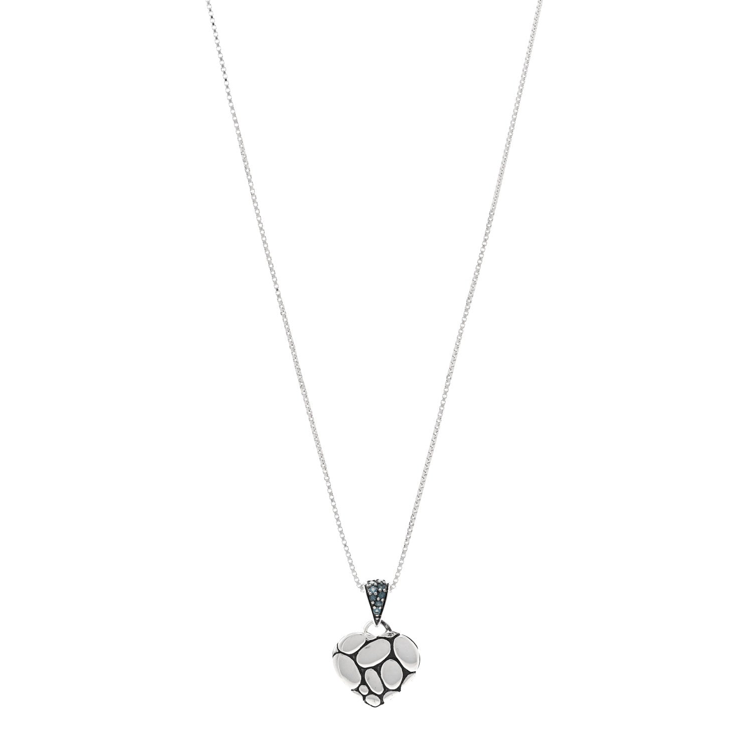John Hardy Sterling Silver Blue Topaz Kali Lava Heart Pendant Necklace 1 of 5