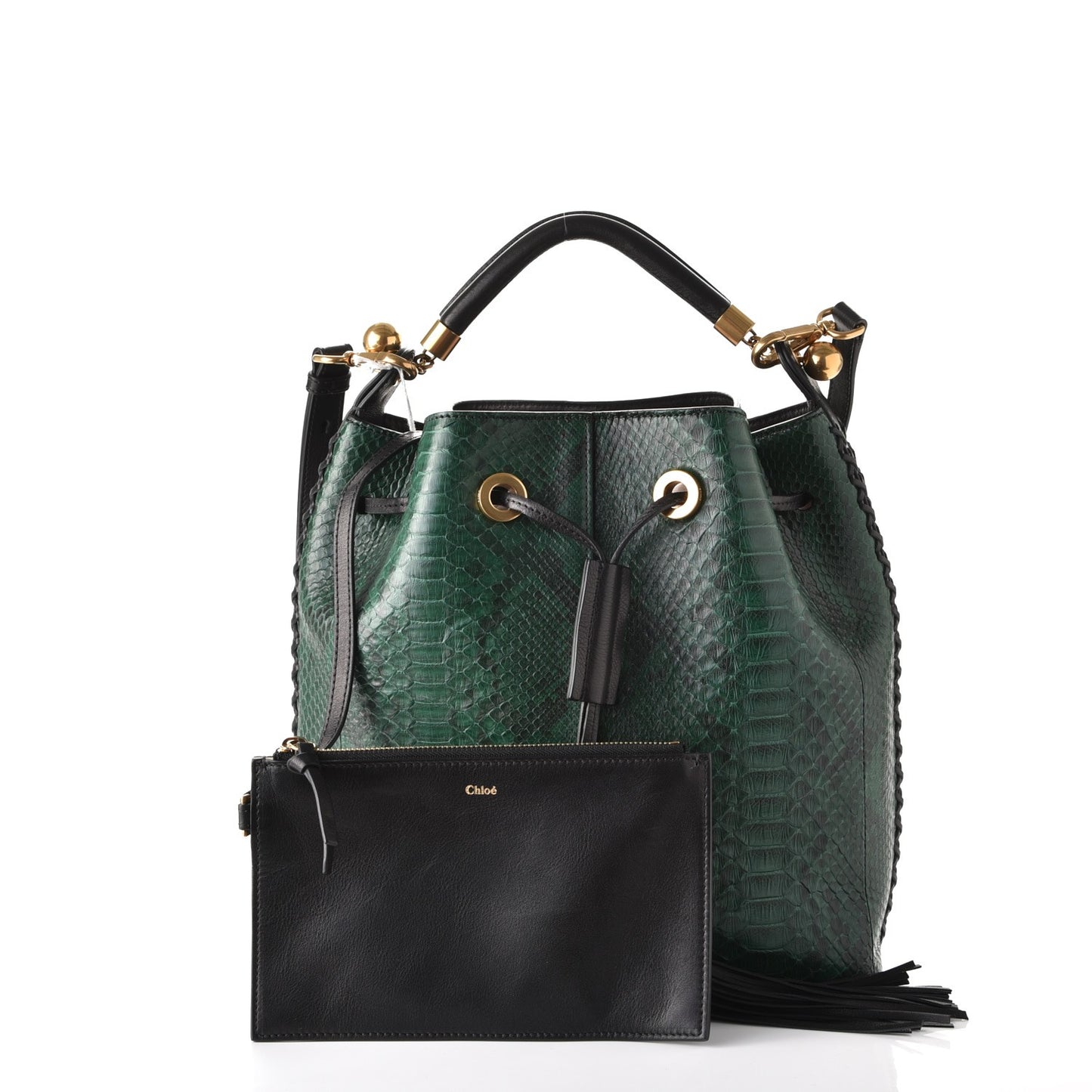Python Gala Cross-Stitch Bucket Bag Intense Green