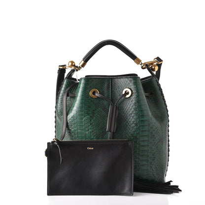 Chloe Python Gala Cross-Stitch Bucket Bag Intense Green 6 of 11