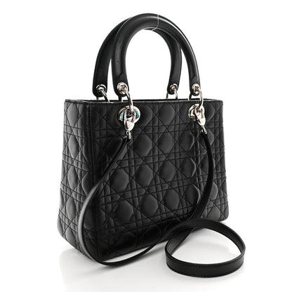 Christian Dior Lambskin Cannage Medium Lady Dior Black 3 of 12