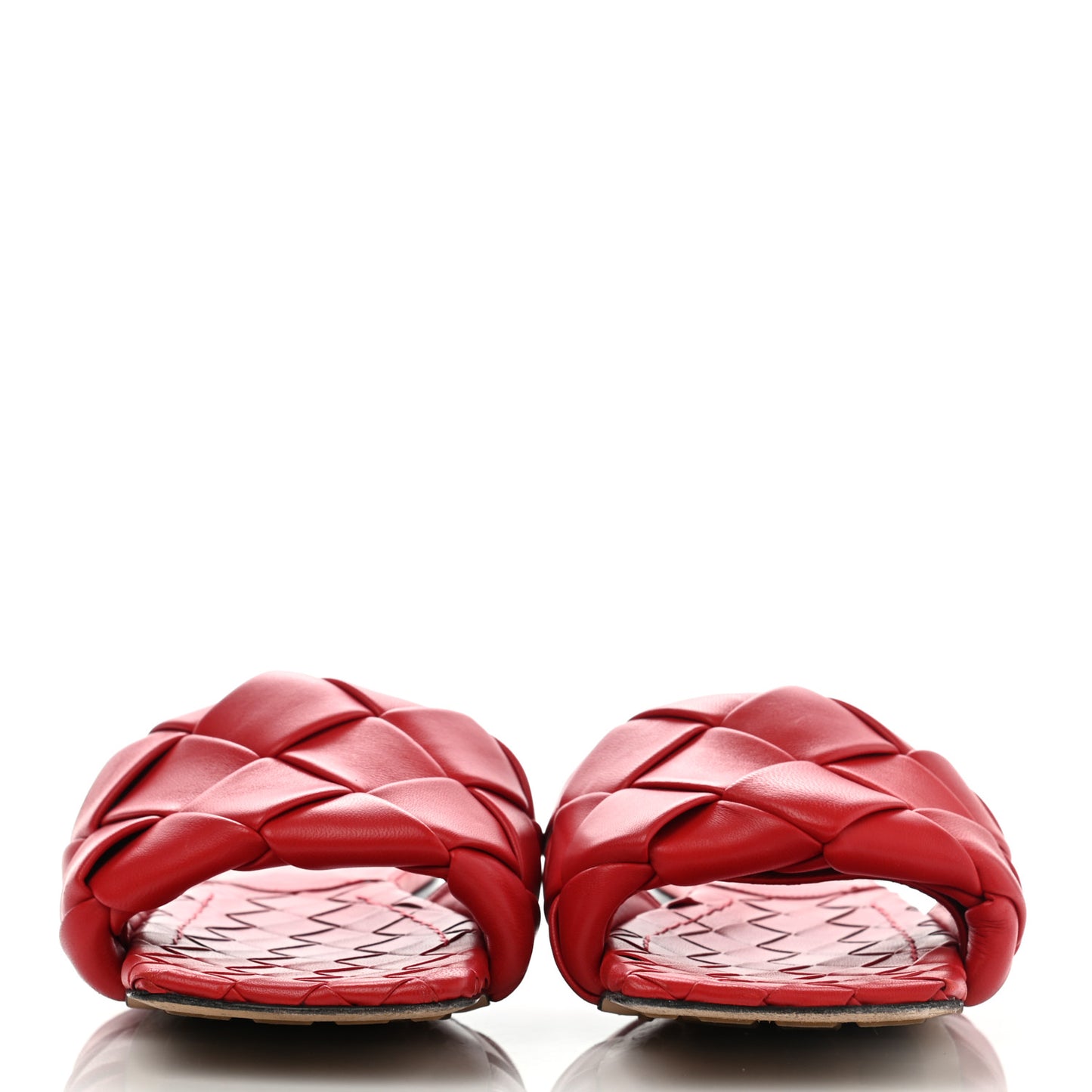Nappa Maxi Intrecciato Lido Flat Sandals 38 Bright Red