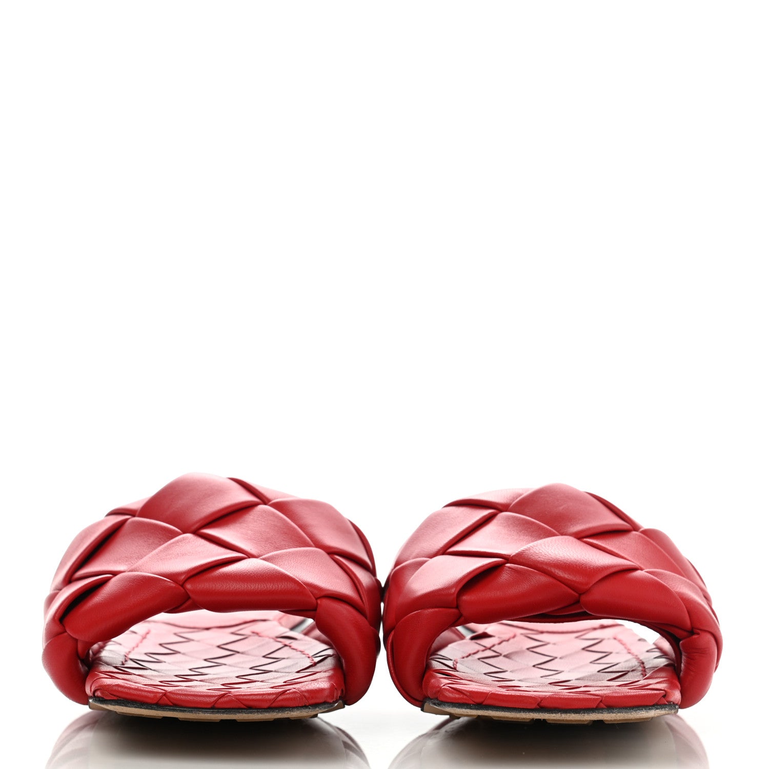 Bottega Veneta Nappa Maxi Intrecciato Lido Flat Sandals 38 Bright Red 2 of 11